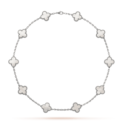 18K Vintage Alhambra Pearl 10 Motifs Necklace