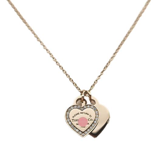 18K T Red Double Heart Diamond Necklaces