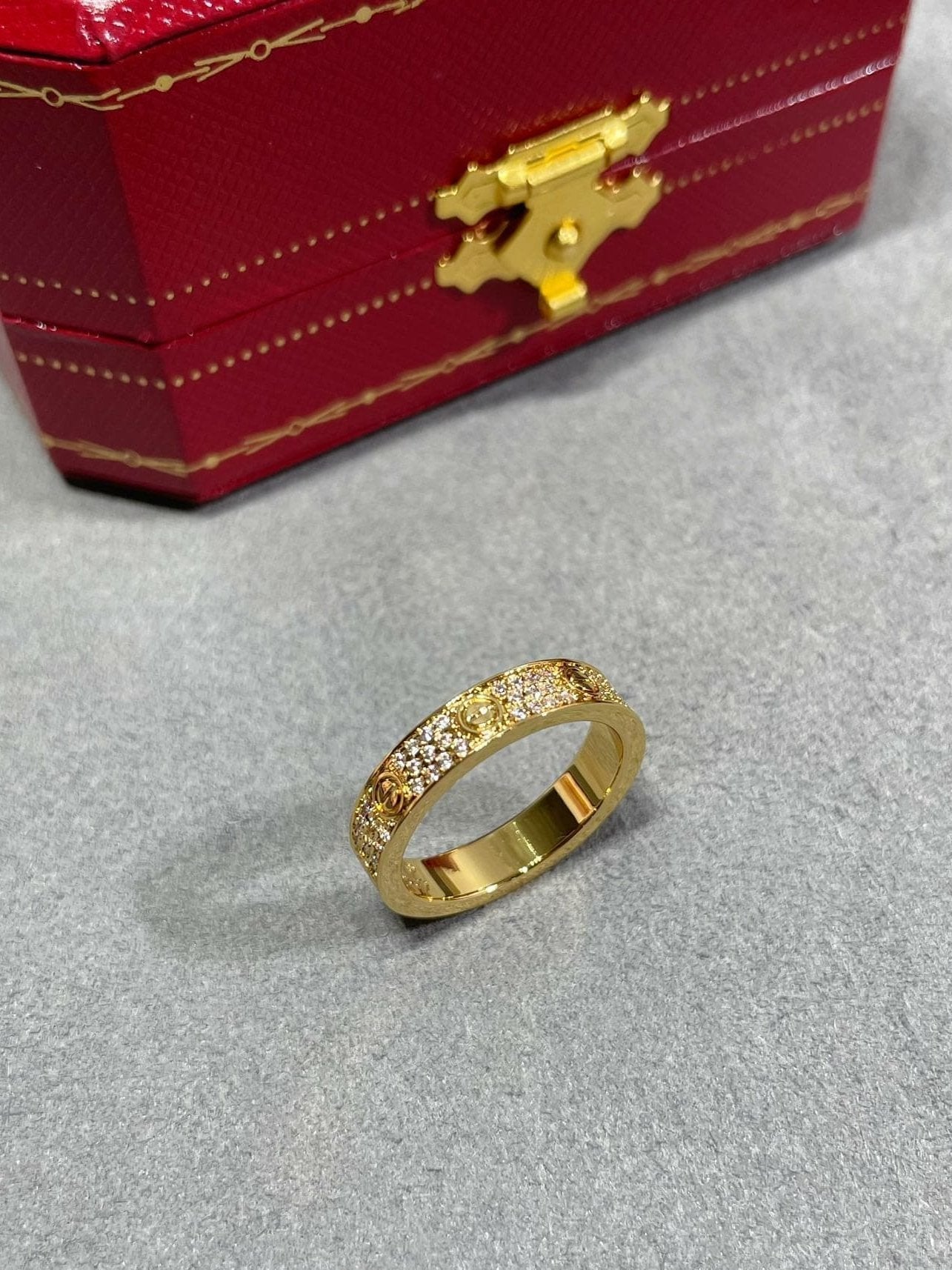 18K Love Diamond-Paved 3mm Ring