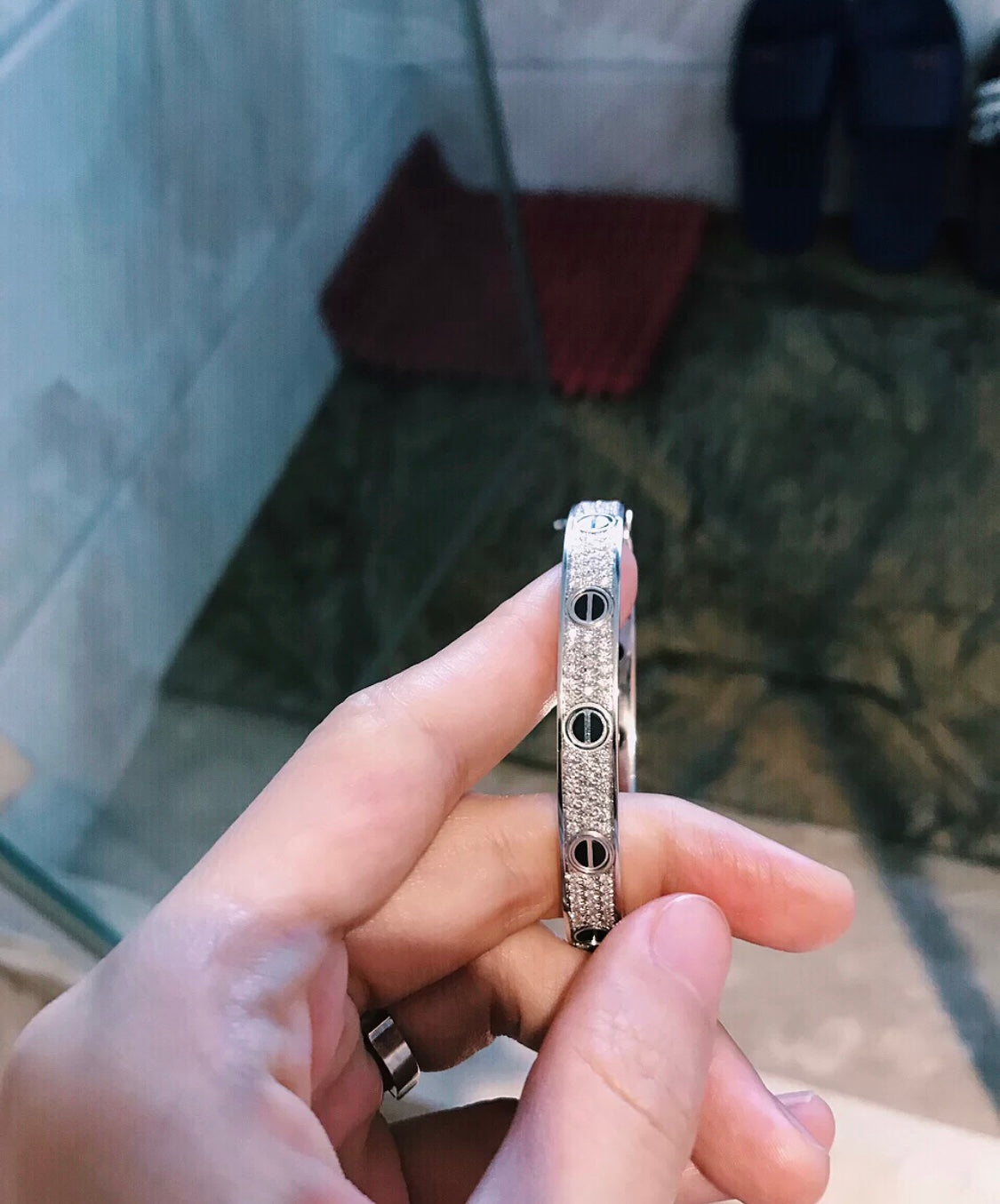 18K Diamond-paved Ceramic  Love Bracelet