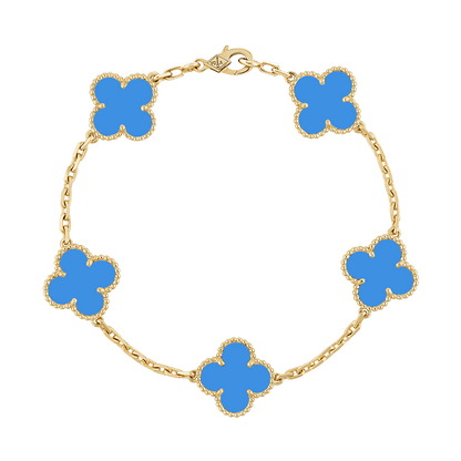 18K Vintage Alhambra Five Motifs Agate Bracelet