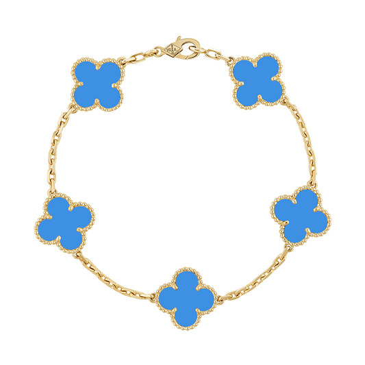 18K Vintage Alhambra Five Motifs Agate Bracelet