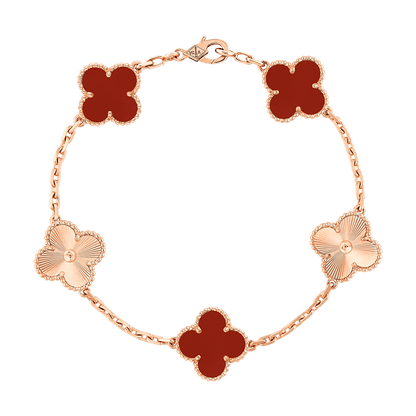 18K Vintage Alhambra Five Motifs Carnelian Bracelet