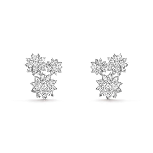 18k Lotus Three Flowers Earrings