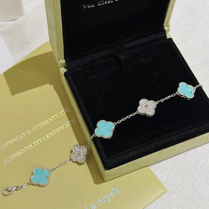 18K Vintage Alhambra Five Motifs Agate Bracelet