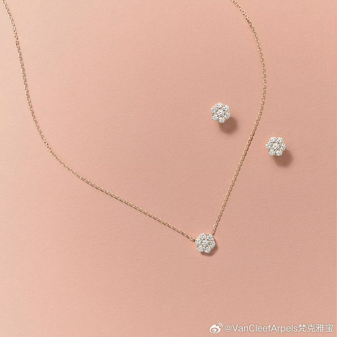 18K Flower Crystal Earrings