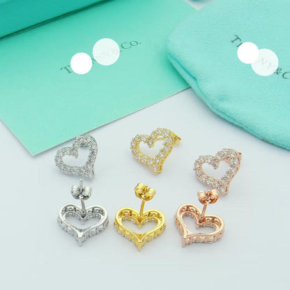 18K T Heart Diamonds Earrings